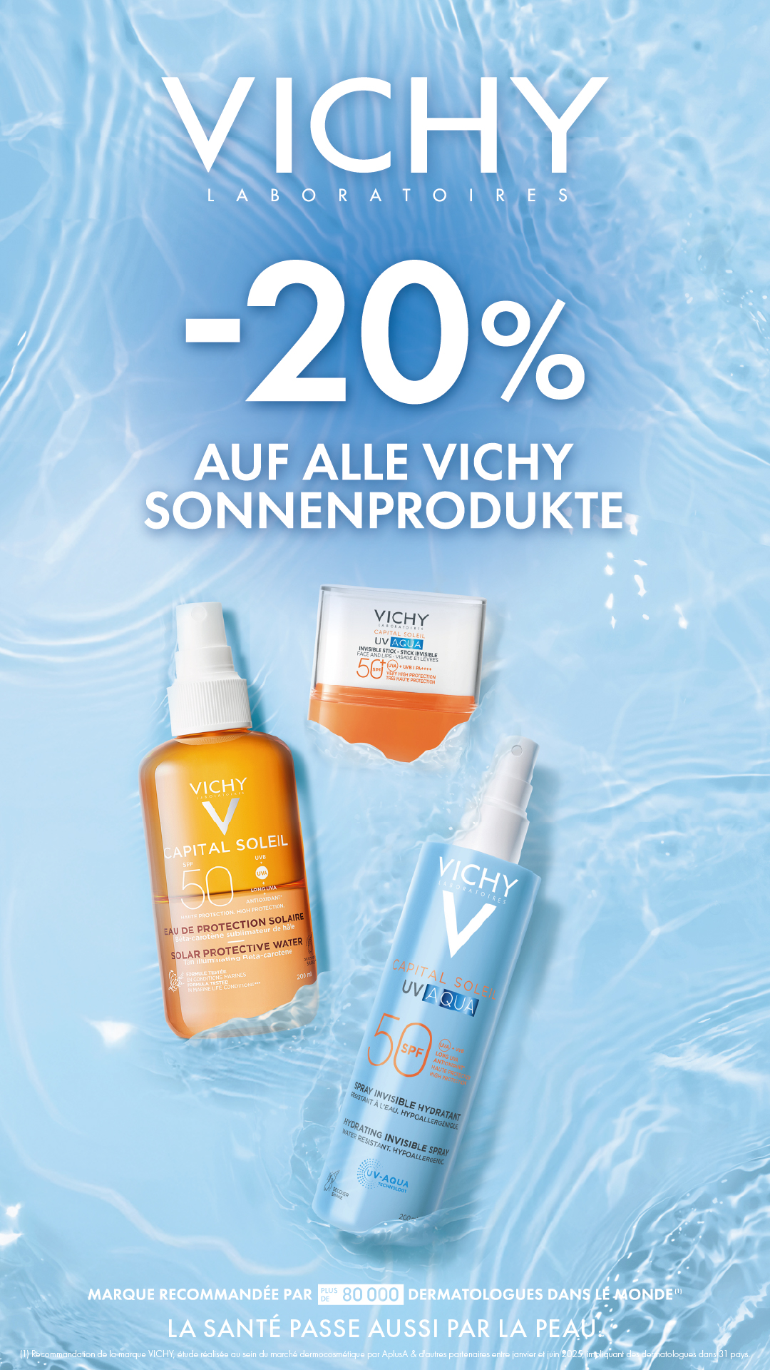 Profitieren Sie mit 20% Rabatt auf unsere Sonnenprodukte von Vichy im Juli